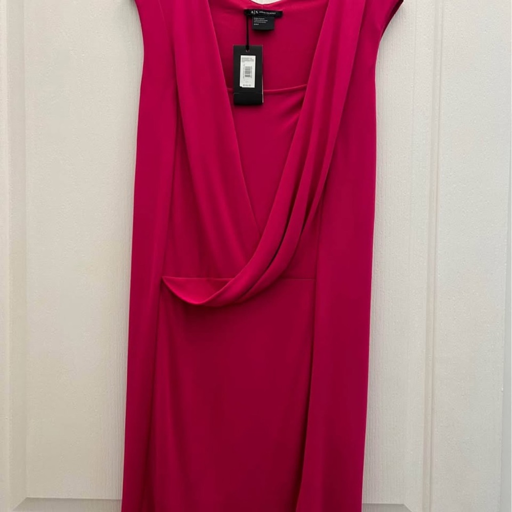 Armani Exchange Fuchsia Draped Mini Dress